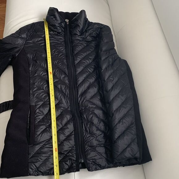 Tahari Puffer Black Womens Coat Zip Pockets Belt Jacket Size M - Picture 7 of 12